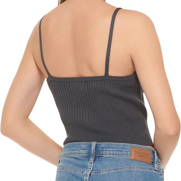 Calvin Klein Jeans Women's Ribbed Knit Sleeveless Top - Forge Iron, Size S, NWT - Picture 3 of 6